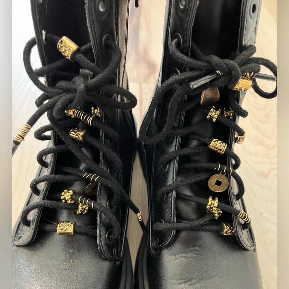 No Boundaries Gold Charm Lace Boots - Picture 4 of 9